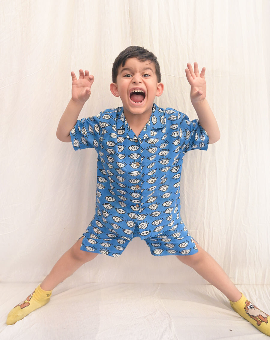 Nazar Battu Shortees - Soft Cotton Shirt & Shorts Set for Kids