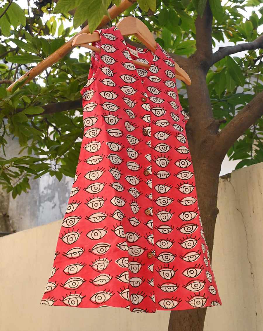 Nazar Battu Cotton Dress for Girls