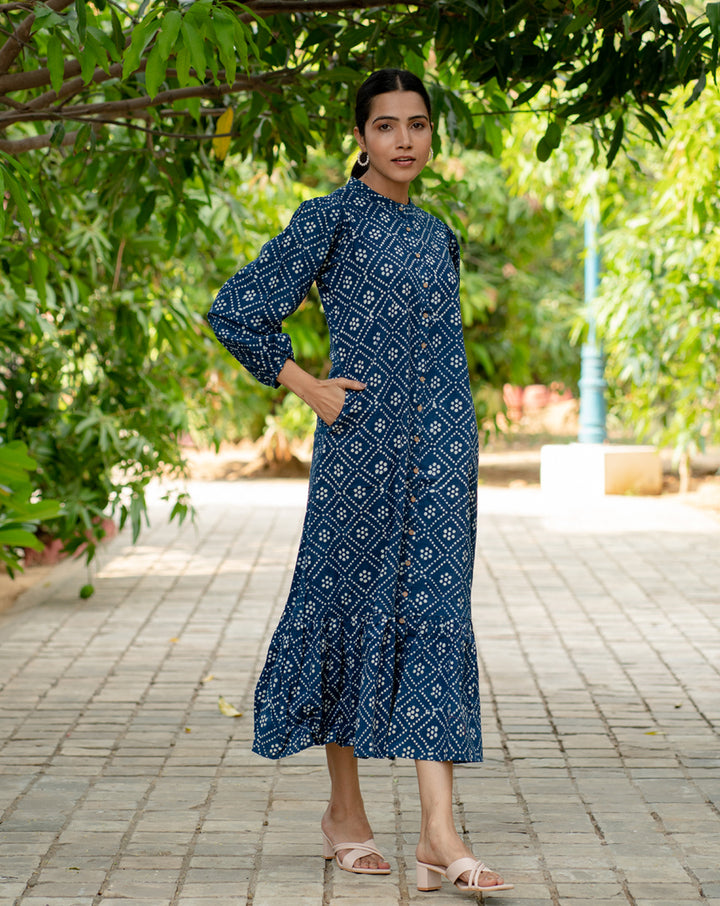 Neel Hand Block Printed Cotton Shirt Dress