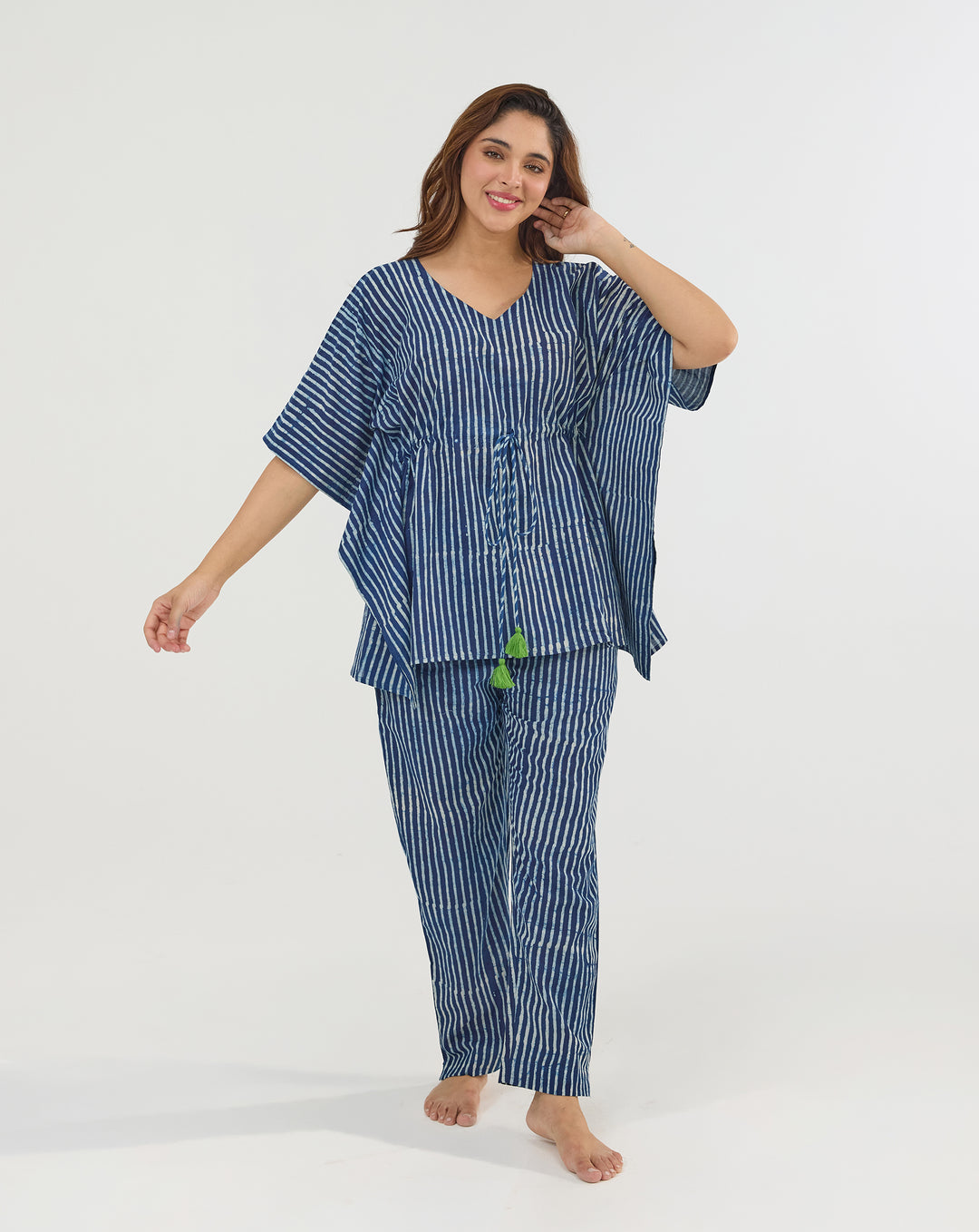 Neel Dhaari Chill Jams Cotton Co-ord Set - Natural Indigo