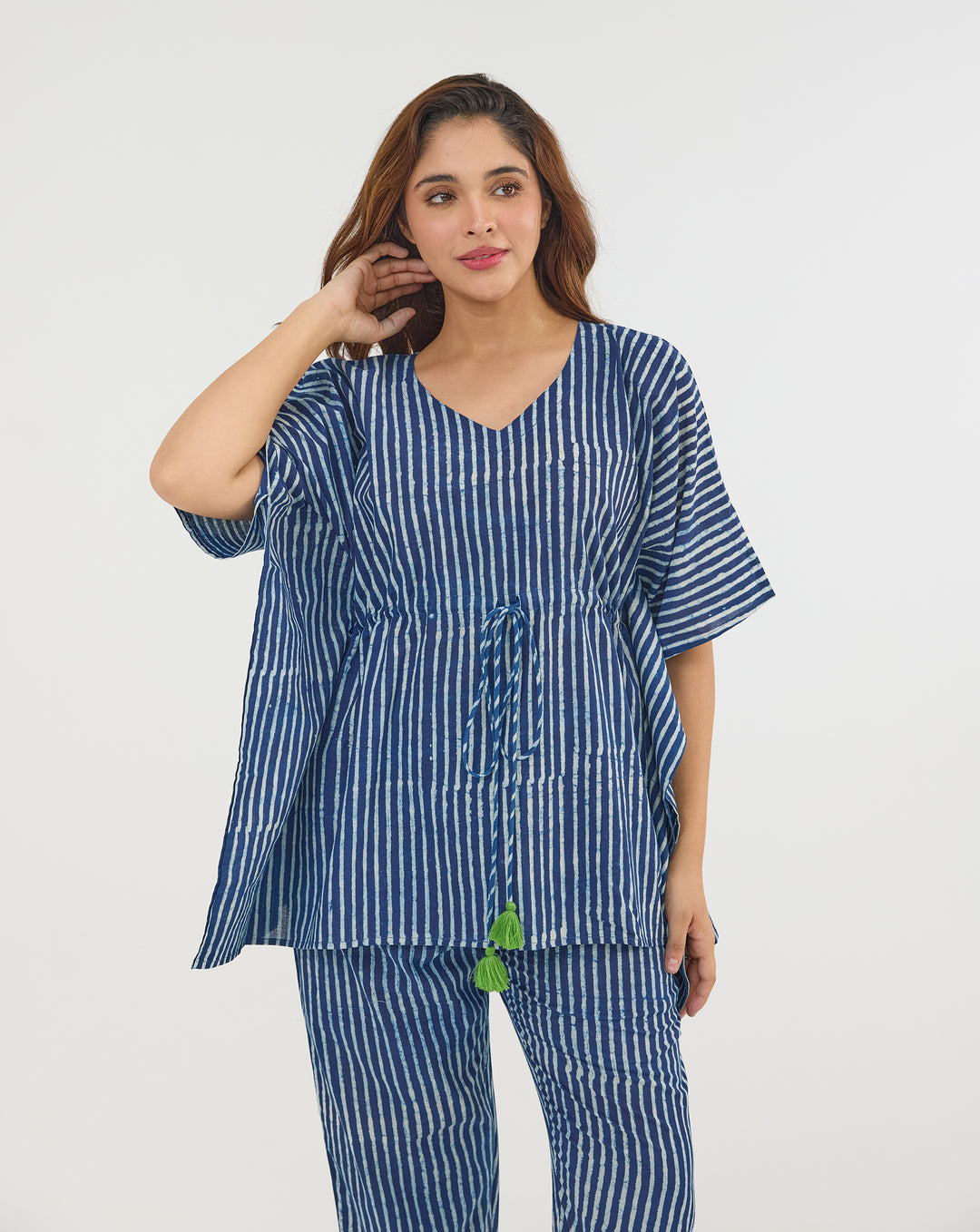 Neel Dhaari Chill Jams Cotton Co-ord Set - Natural Indigo