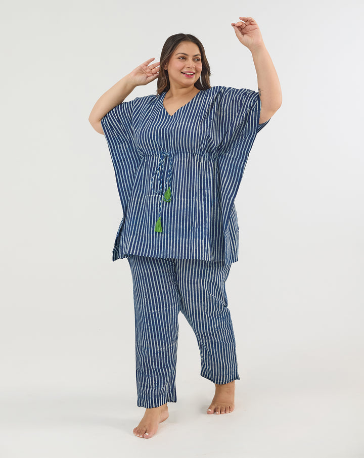 Neel Dhaari Chill Jams Cotton Co-ord Set - Natural Indigo