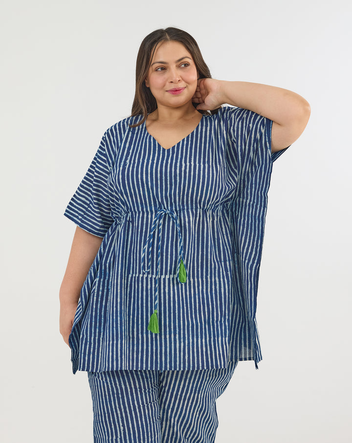 Neel Dhaari Chill Jams Cotton Co-ord Set - Natural Indigo