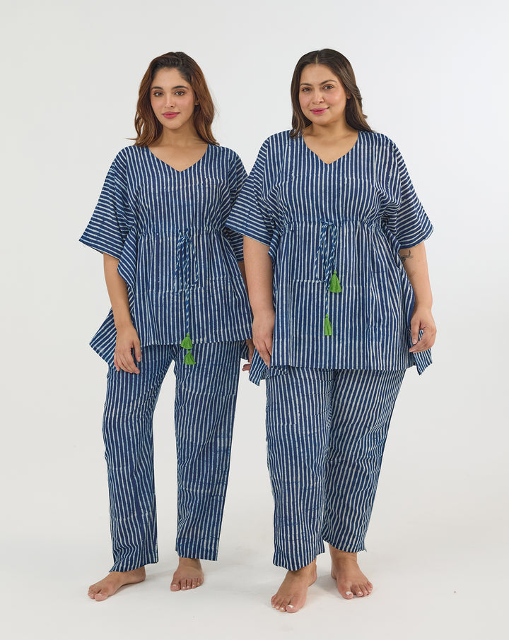 Neel Dhaari Chill Jams Cotton Co-ord Set - Natural Indigo