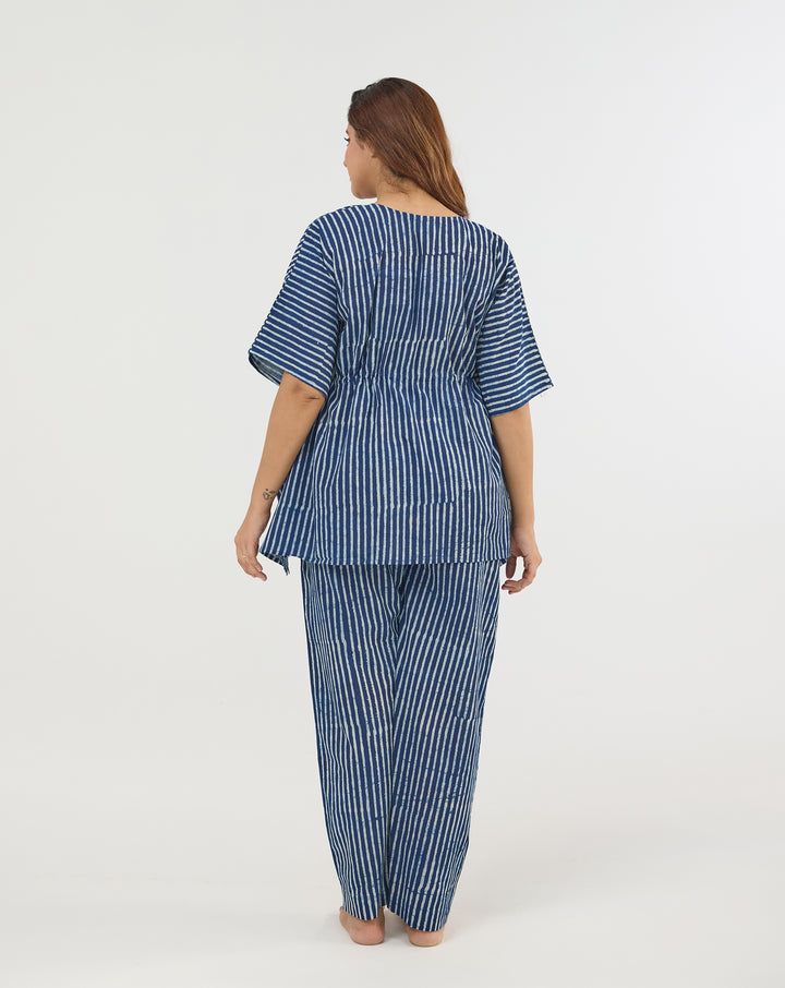 Neel Dhaari Chill Jams Cotton Co-ord Set - Natural Indigo