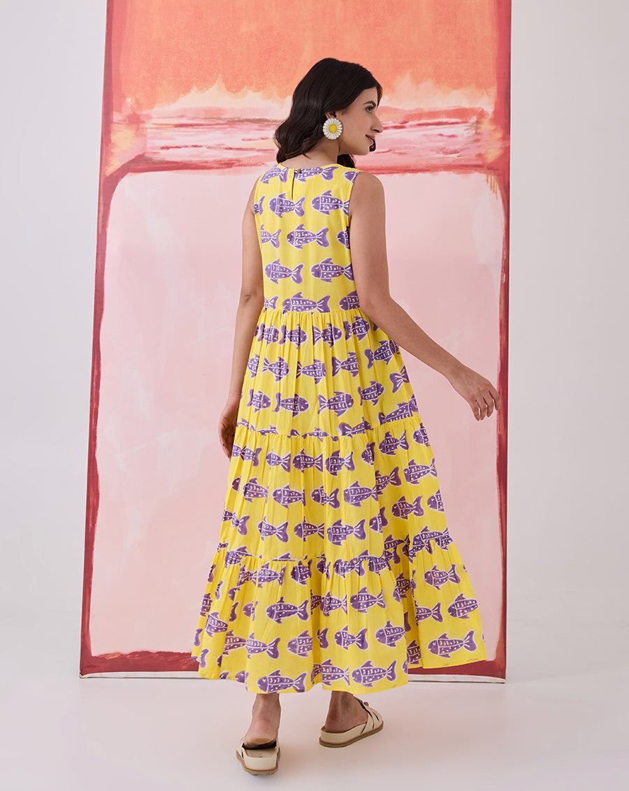 O'Fish Cotton Tiered Dress