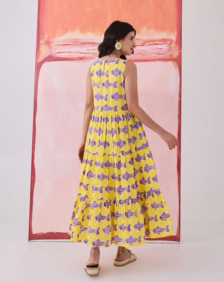 O'Fish Cotton Tiered Dress