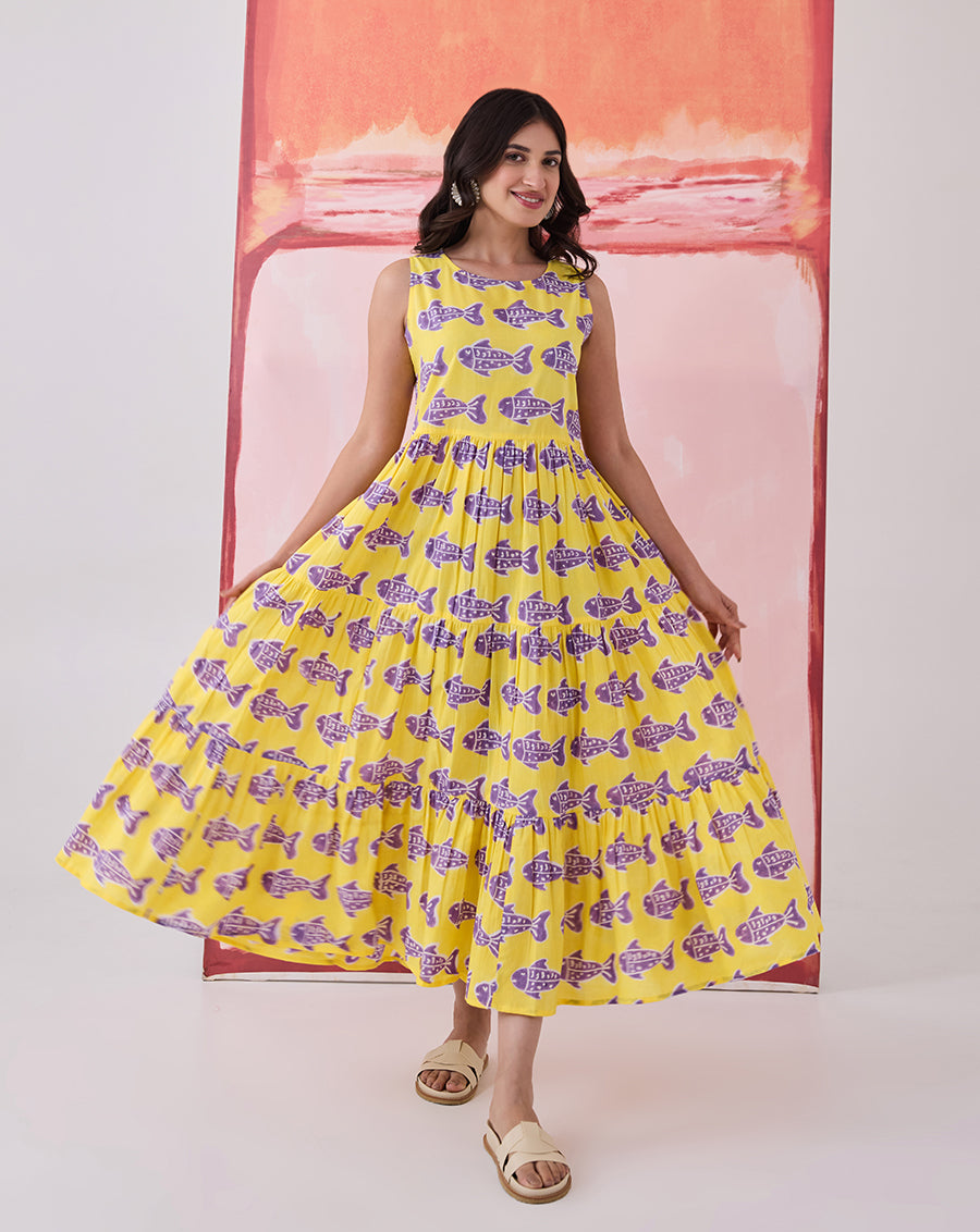O'Fish Cotton Tiered Dress