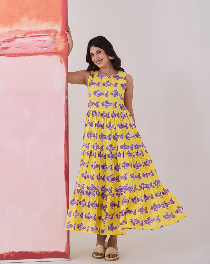 O'Fish Cotton Tiered Dress