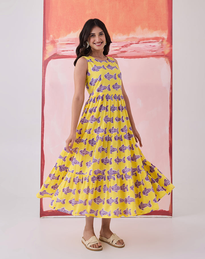 O'Fish Cotton Tiered Dress