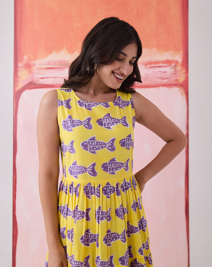 O'Fish Cotton Tiered Dress