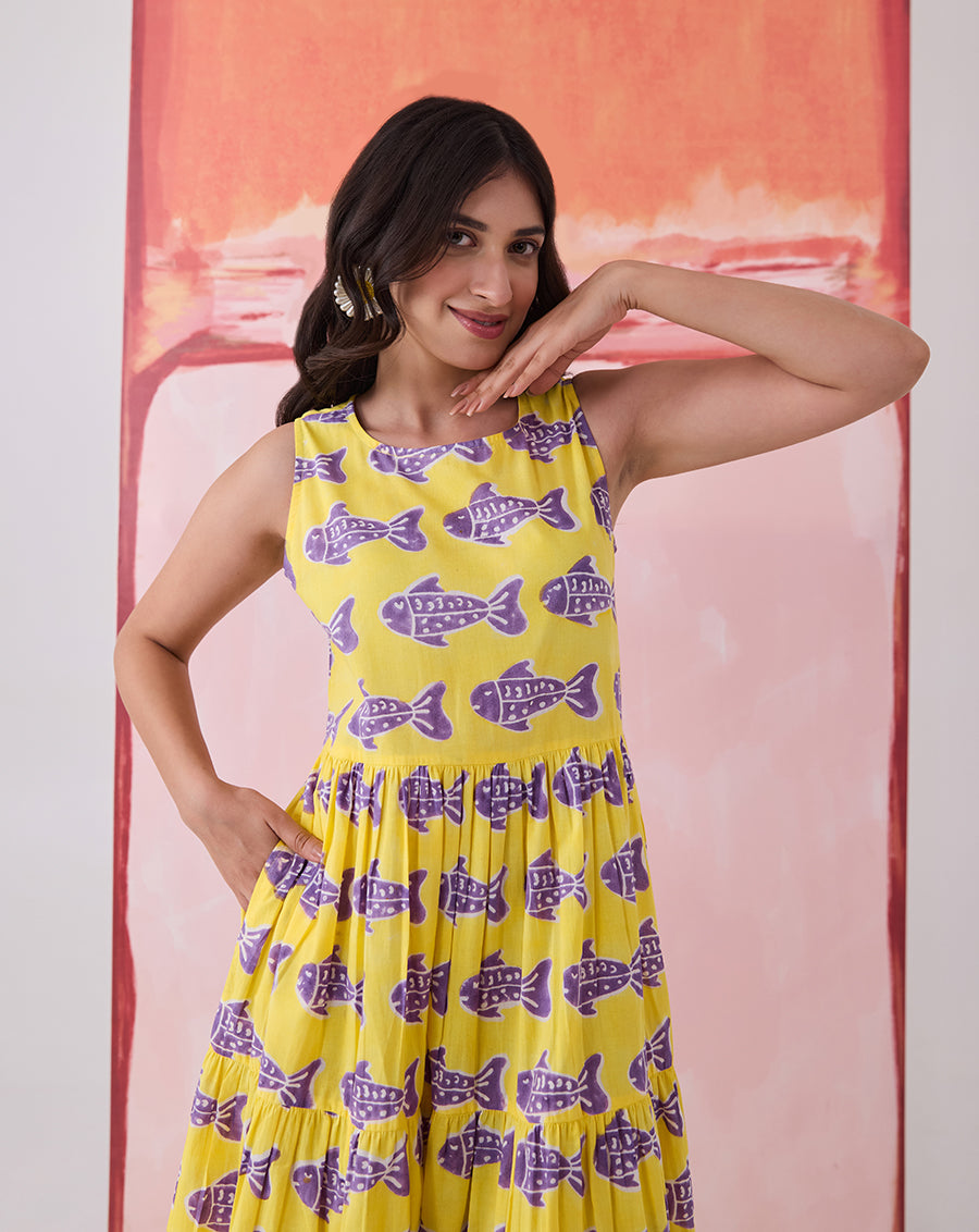 O'Fish Cotton Tiered Dress