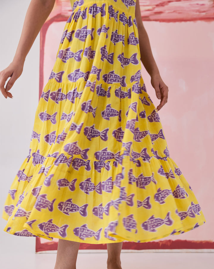 O'Fish Cotton Tiered Dress