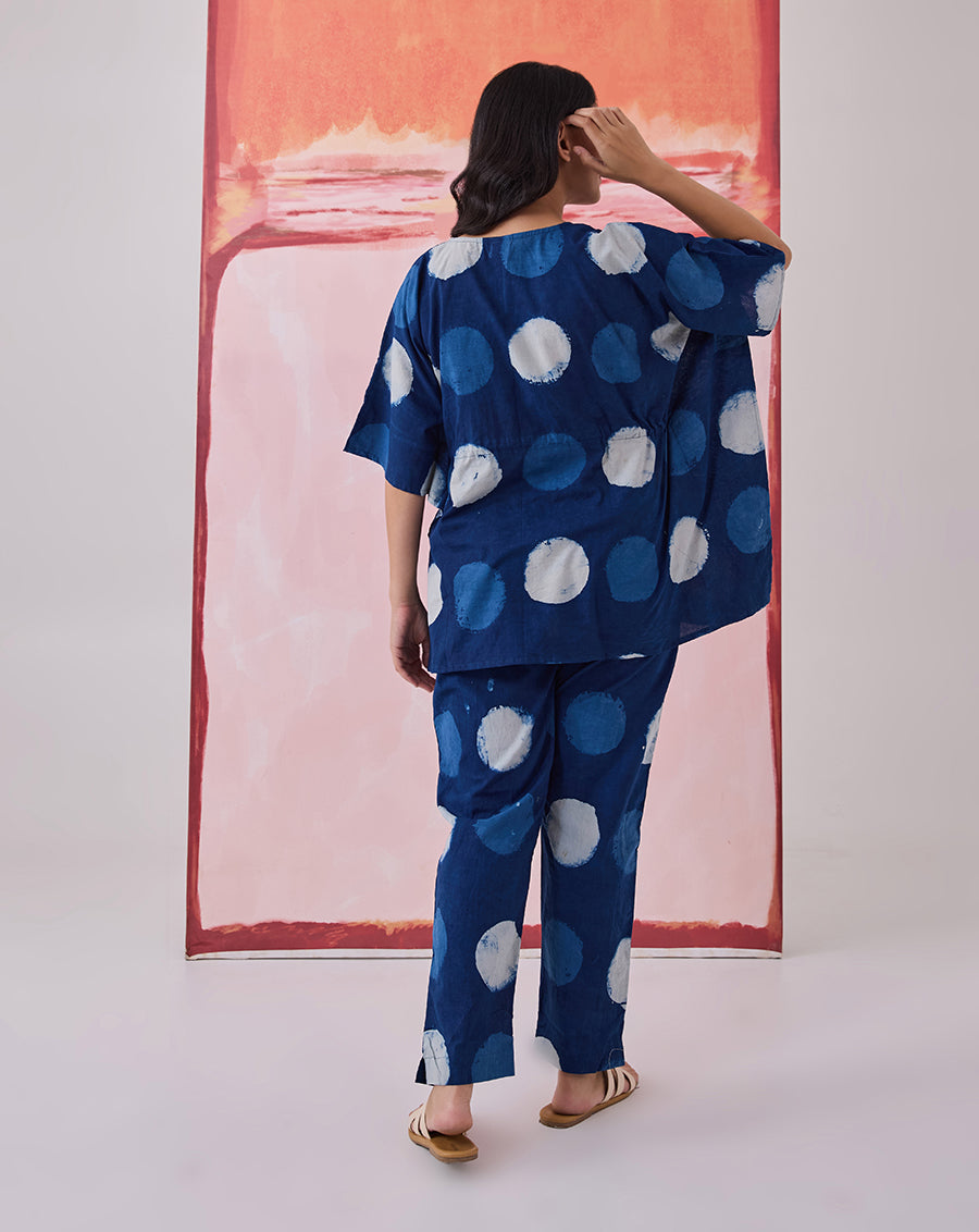 Indi Dots Chill Jams Cotton Co-ord Set (Natural Indigo)