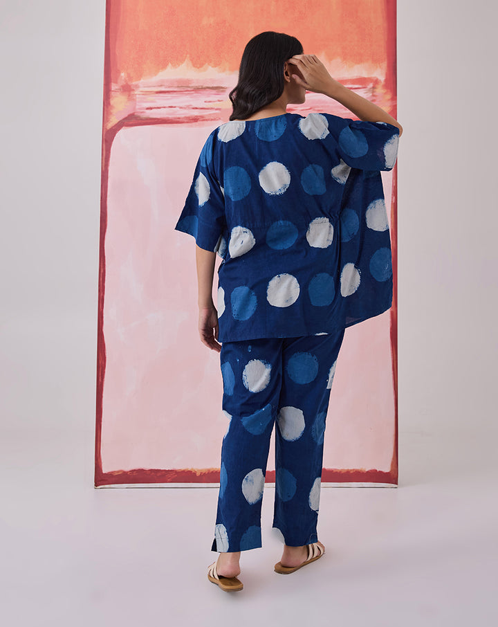 Indi Dots Chill Jams Cotton Co-ord Set (Natural Indigo)