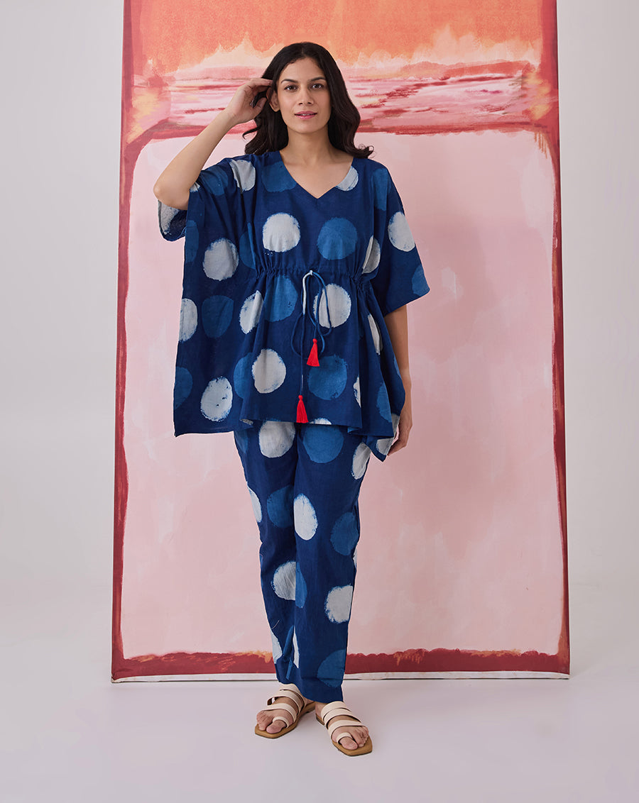 Indi Dots Chill Jams Cotton Co-ord Set (Natural Indigo)