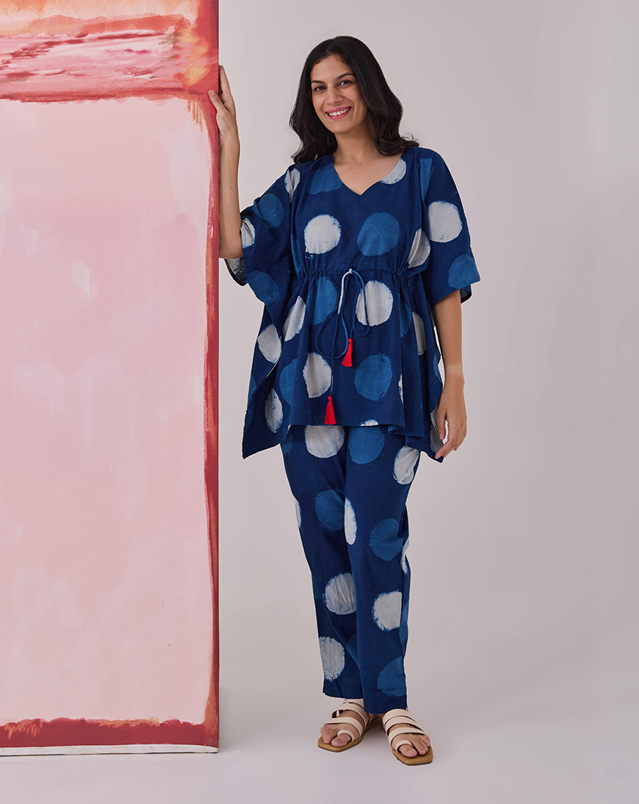 Indi Dots Chill Jams Cotton Co-ord Set (Natural Indigo)