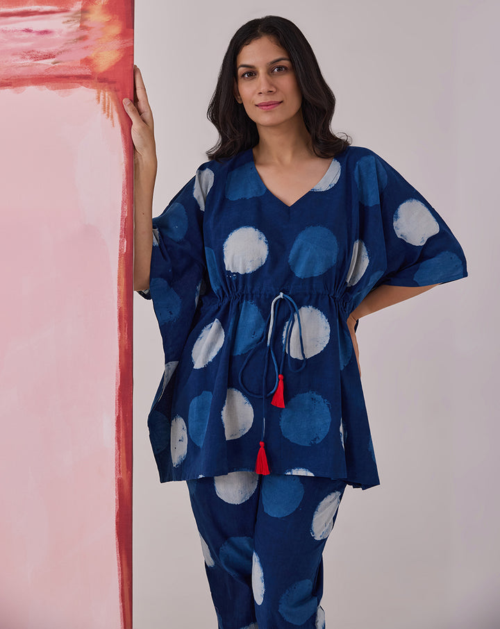 Indi Dots Chill Jams Cotton Co-ord Set (Natural Indigo)