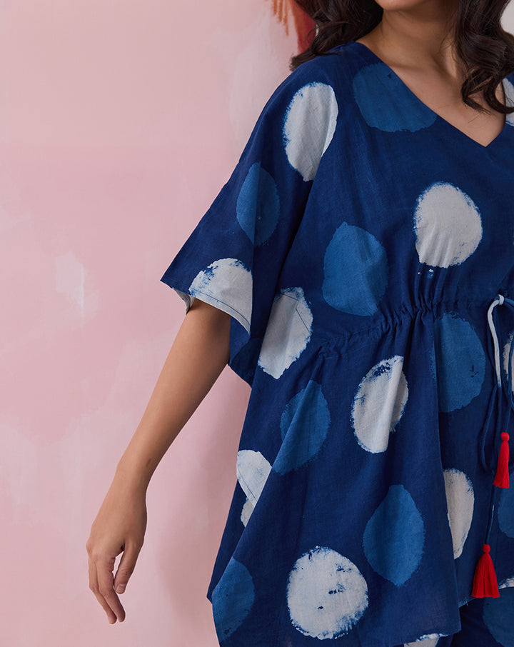 Indi Dots Chill Jams Cotton Co-ord Set (Natural Indigo)