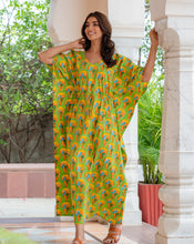 Load image into Gallery viewer, Paradise Hand Block Printed Cotton Kaftan - Full Length
