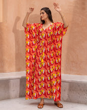 Load image into Gallery viewer, Toucan Tropical Hand Block Printed Cotton Kaftan - Full Length
