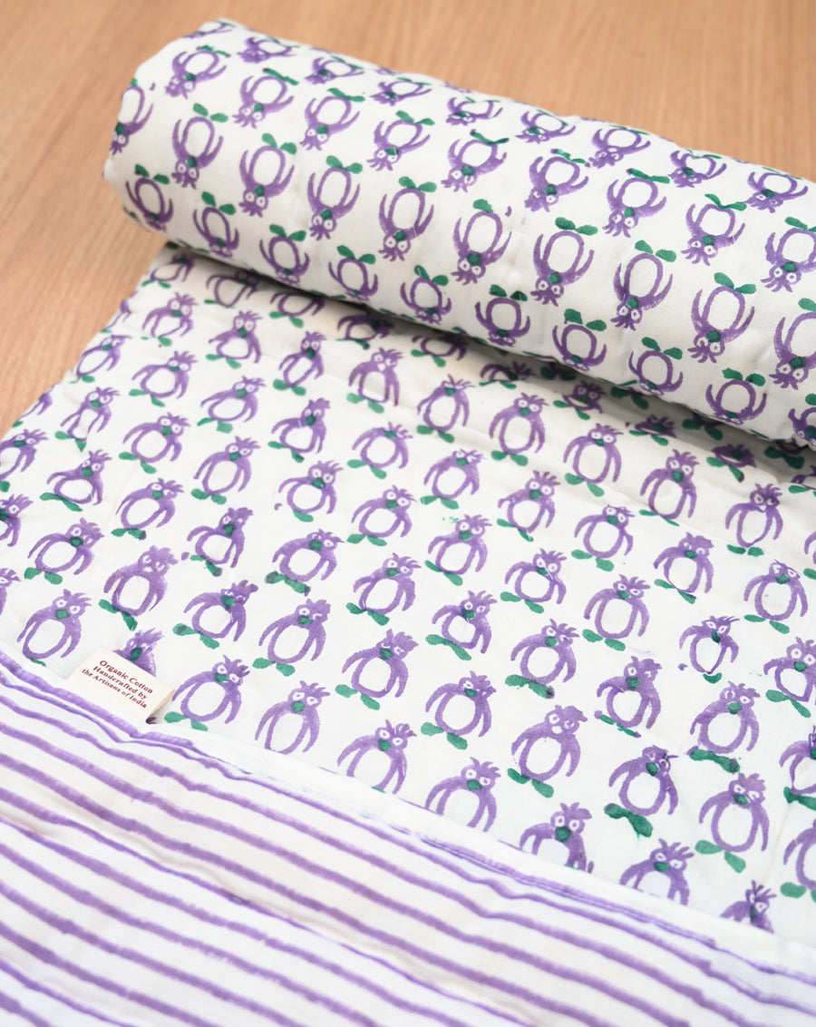 Penguin GOTS Certified Organic Cotton Quilt for Babies/Kids