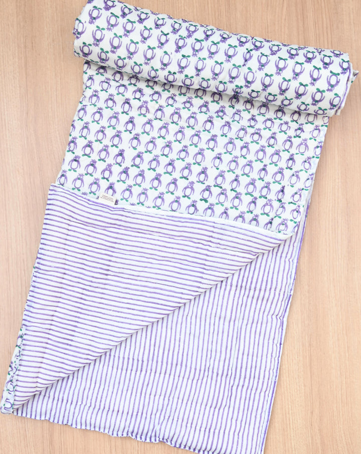 Penguin GOTS Certified Organic Cotton Quilt for Babies/Kids