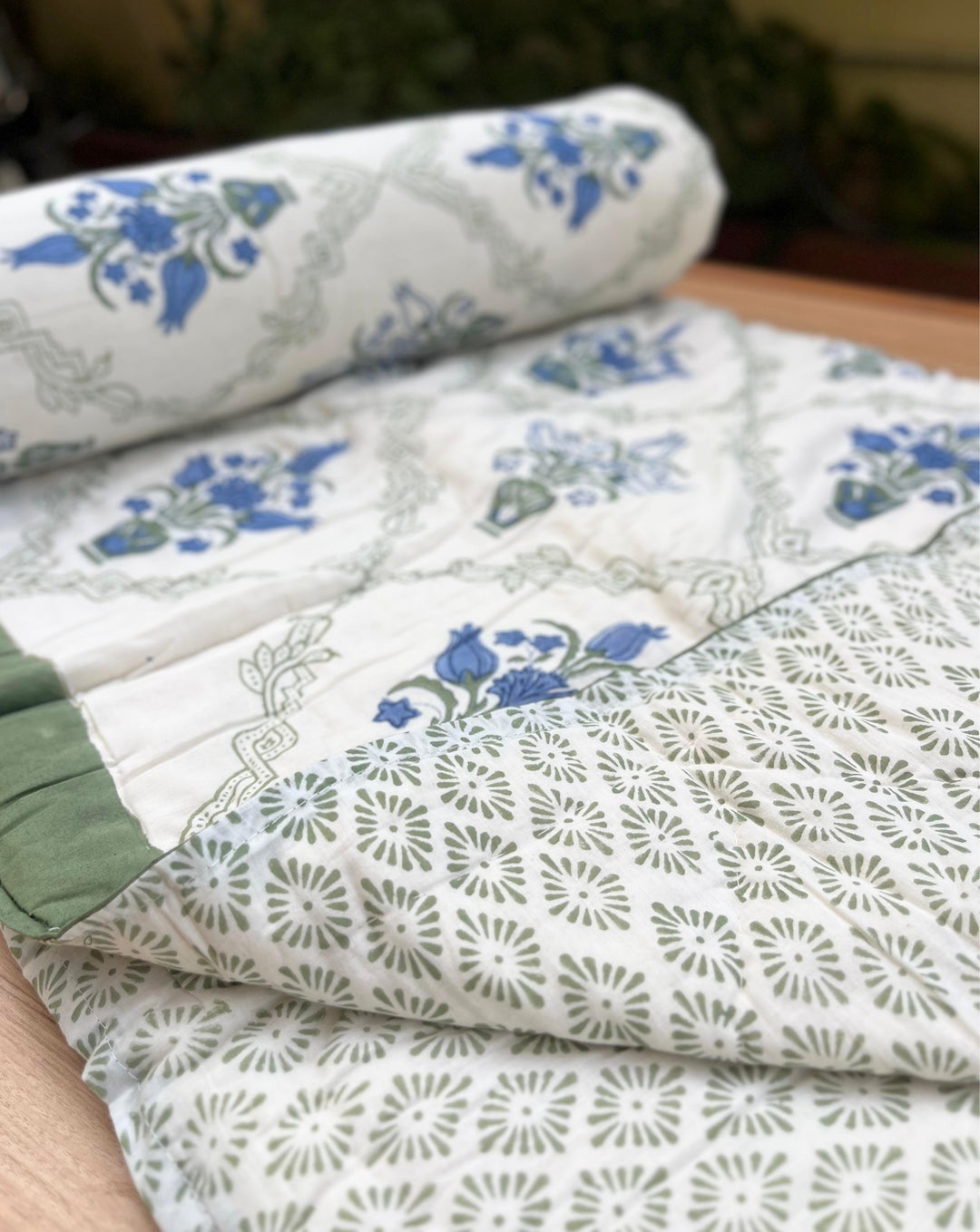 Phooldaan Hand Block Printed Cotton Quilt - Minor Defect B9