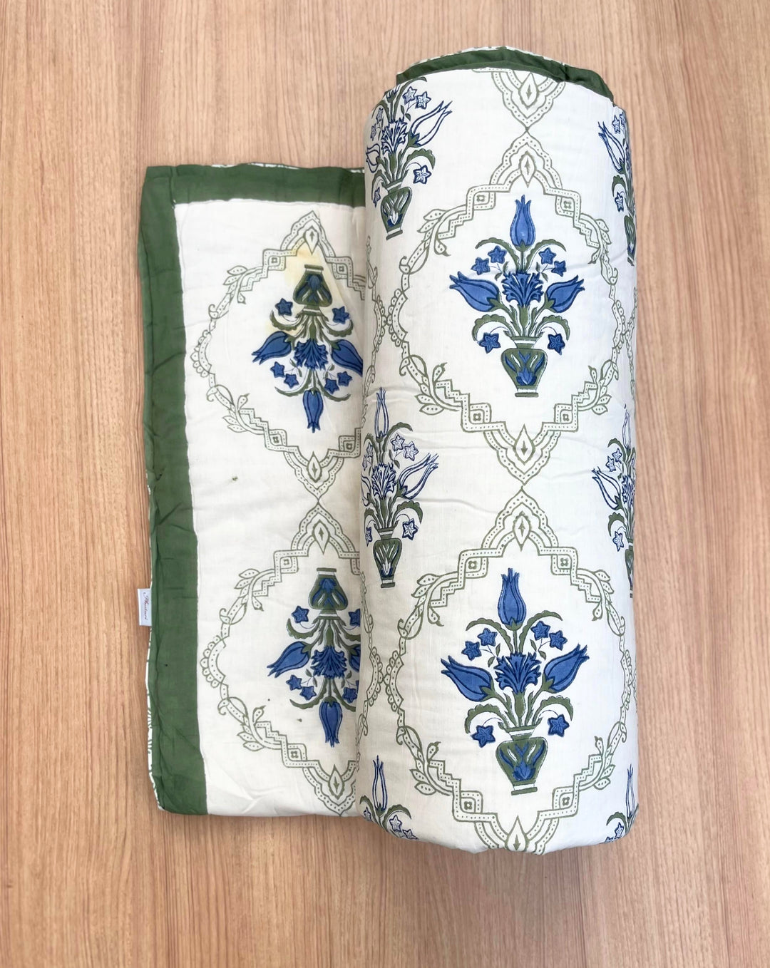 Phooldaan Hand Block Printed Cotton Quilt - Minor Defect B9