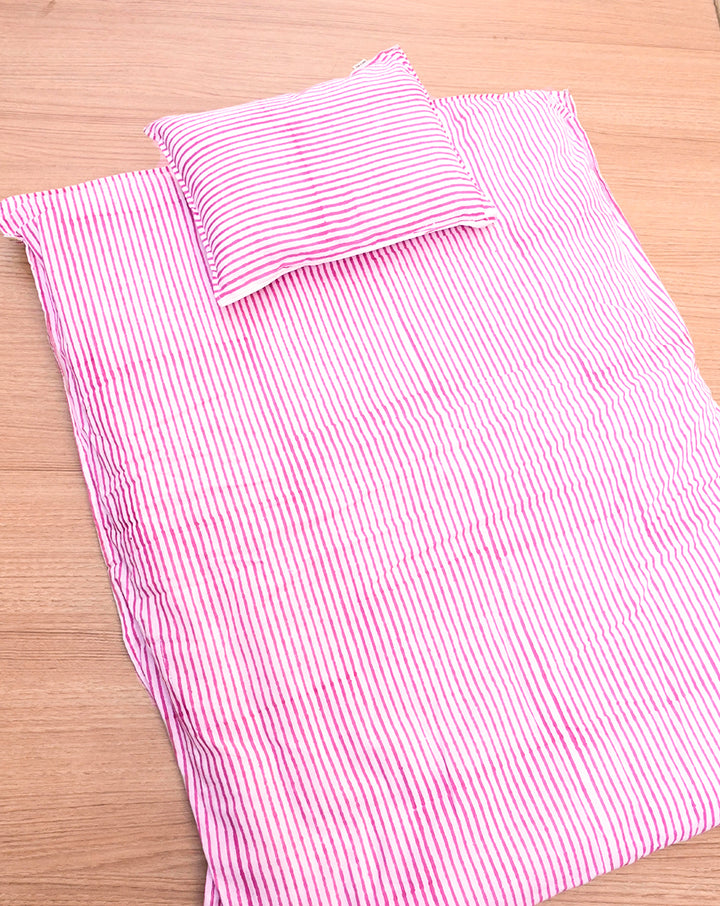 Pink Dhaari Cotton Bedding Set