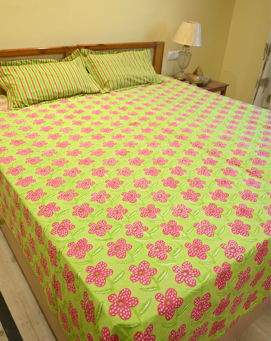 Poppy Premium Cotton King Bedsheet with 2 Pillow Covers