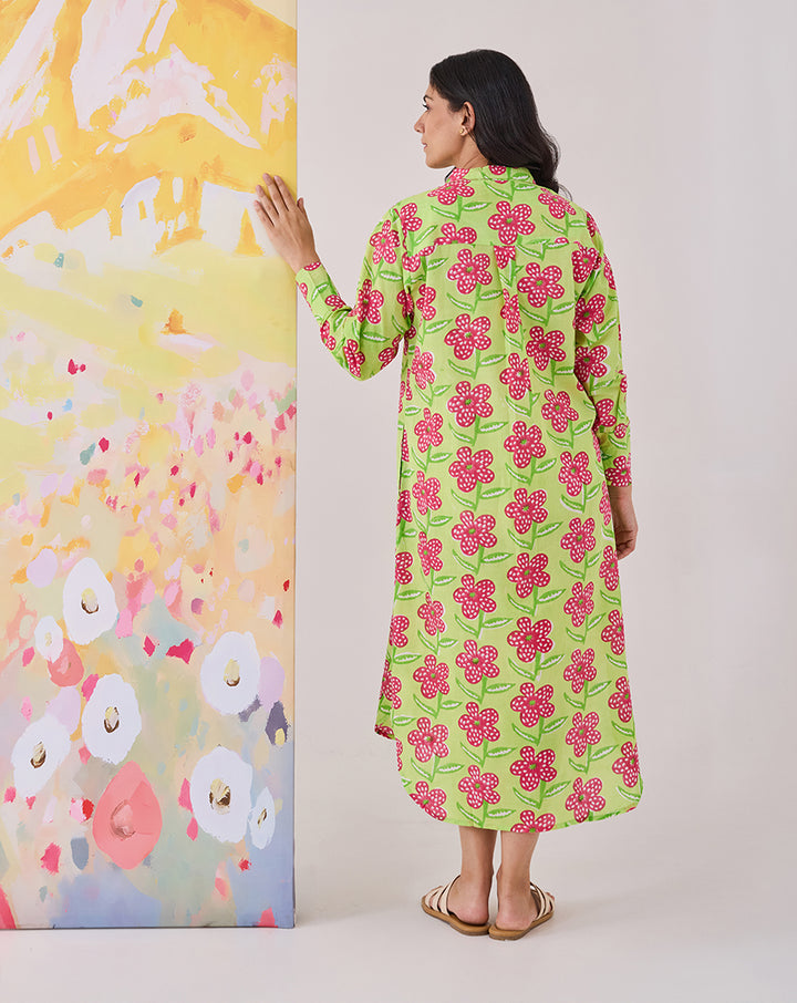 Poppy Mint Oversized Shirt Dress