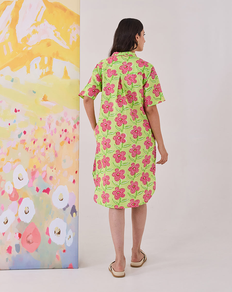 Poppy Mint Short Shirt Dress