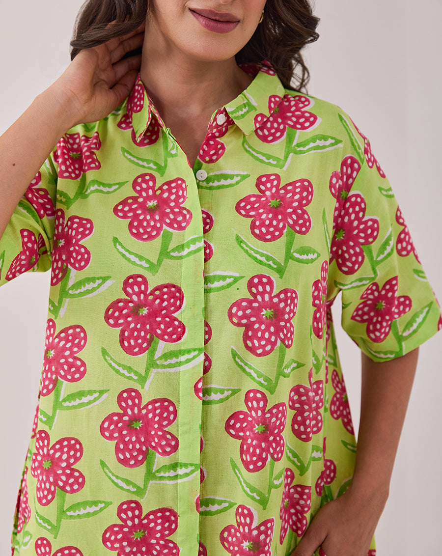 Poppy Mint Short Shirt Dress