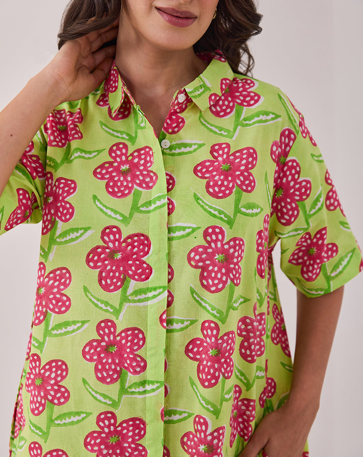 Poppy Mint Short Shirt Dress