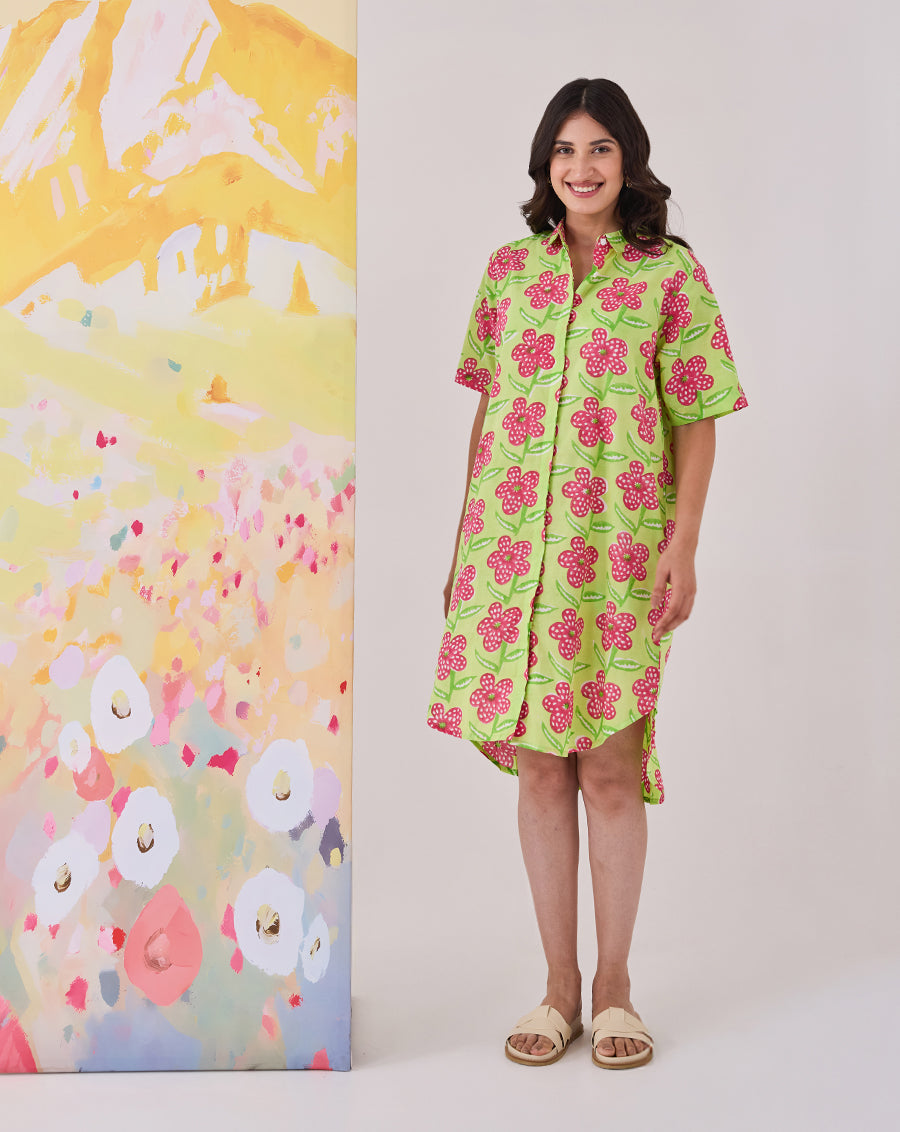 Poppy Mint Short Shirt Dress