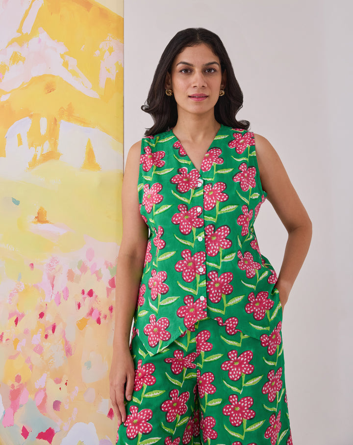 Poppy Waistcoat Cotton Co-ord Set