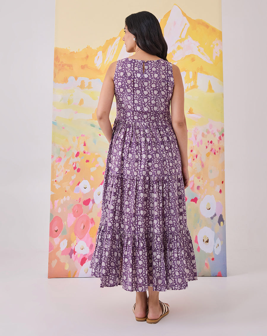 Kamal Cotton Tiered Dress | Hand Block Print | Phutari Kamal Cotton Tiered Dress | Hand Block Print | Phutari