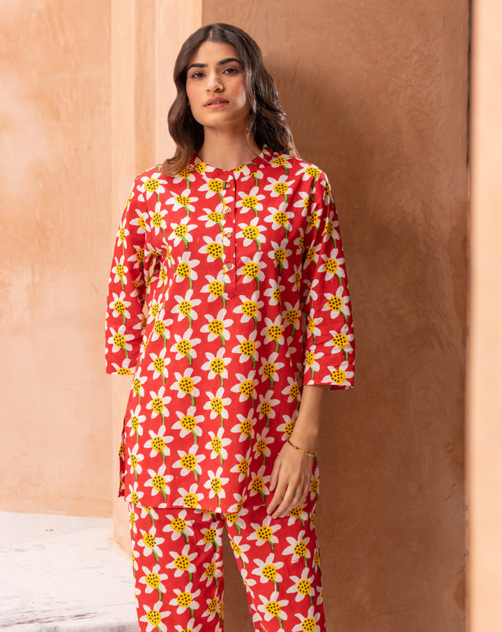 Daffodil Short Kurta Pyjama - Soft Cotton Co-ord Set