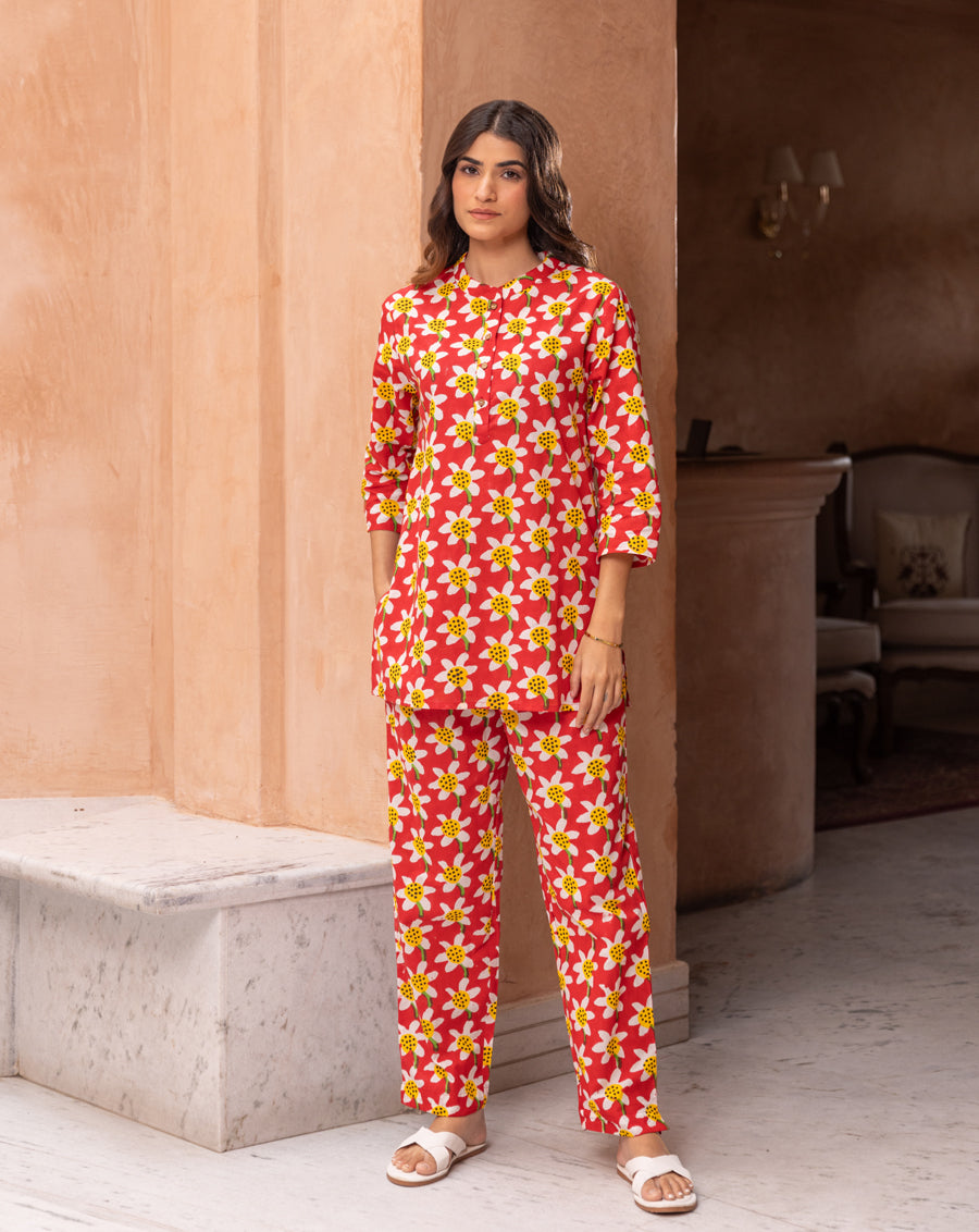 Daffodil Short Kurta Pyjama Soft Cotton Co-ord Set