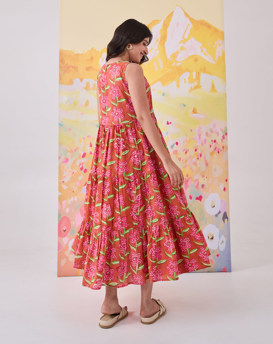 Poppy Blush Cotton Tiered Dress