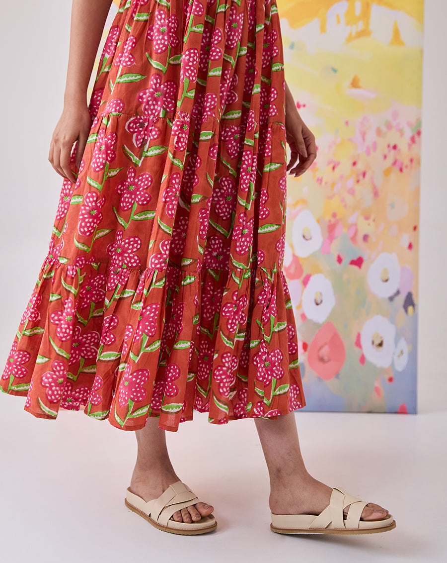 Poppy Blush Cotton Tiered Dress