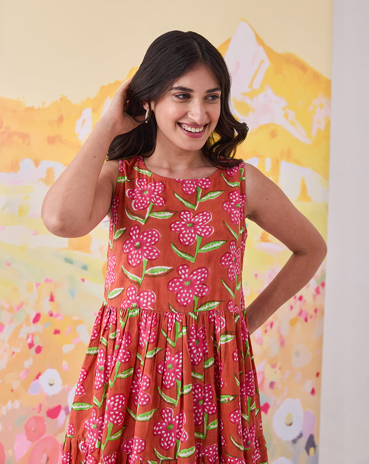 Poppy Blush Cotton Tiered Dress