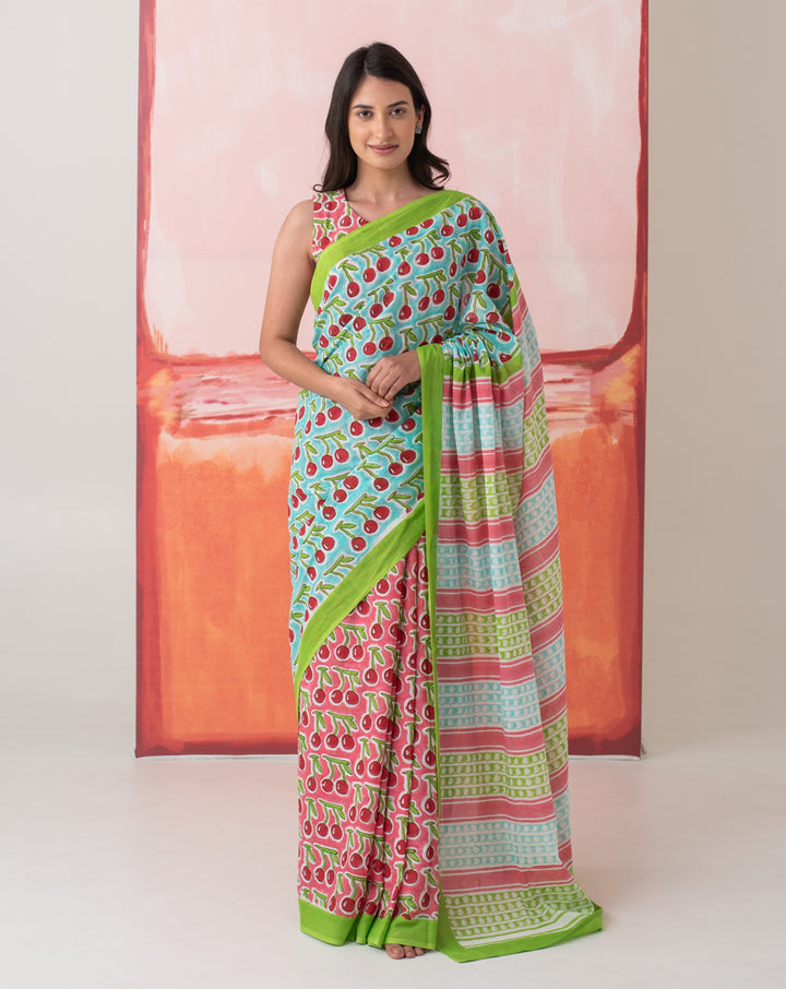 Saira Banu’s Cherries Mul Cotton Saree