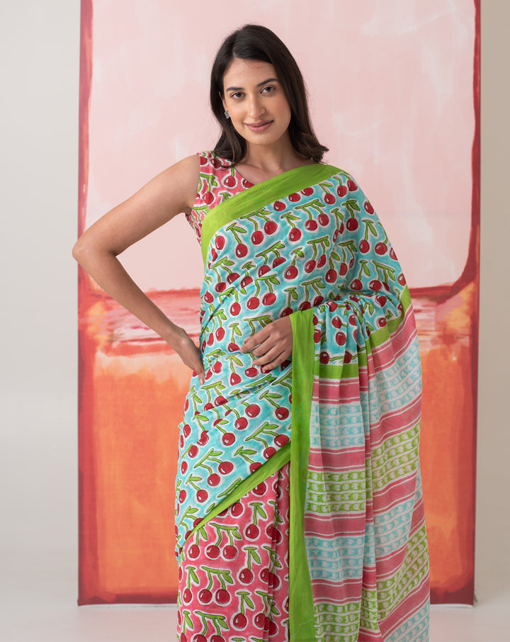 Saira Banu’s Cherries Mul Cotton Saree