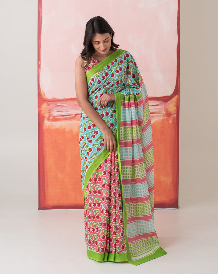 Saira Banu’s Cherries Mul Cotton Saree