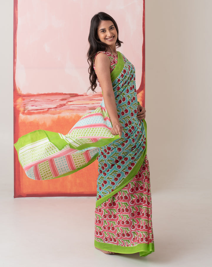 Saira Banu’s Cherries Mul Cotton Saree