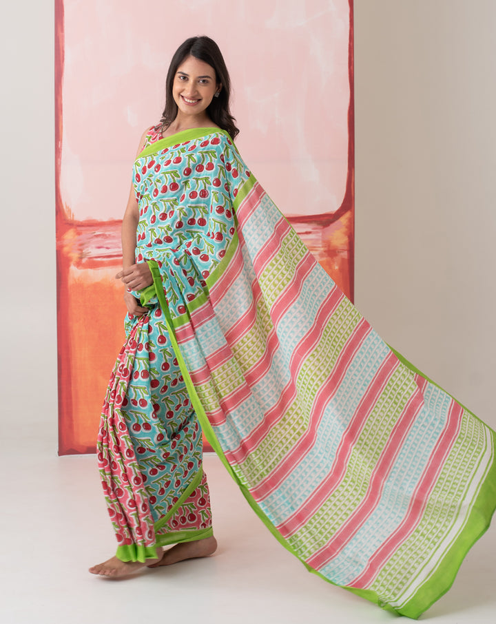 Saira Banu’s Cherries Mul Cotton Saree