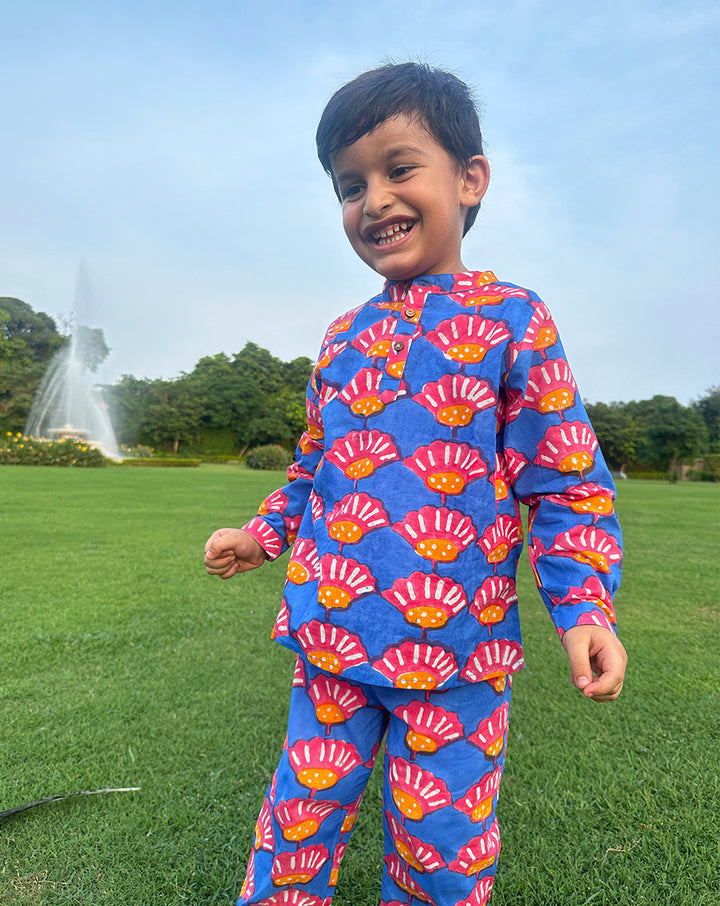 Seashells Cotton Kurta Pyjama Set for Kids