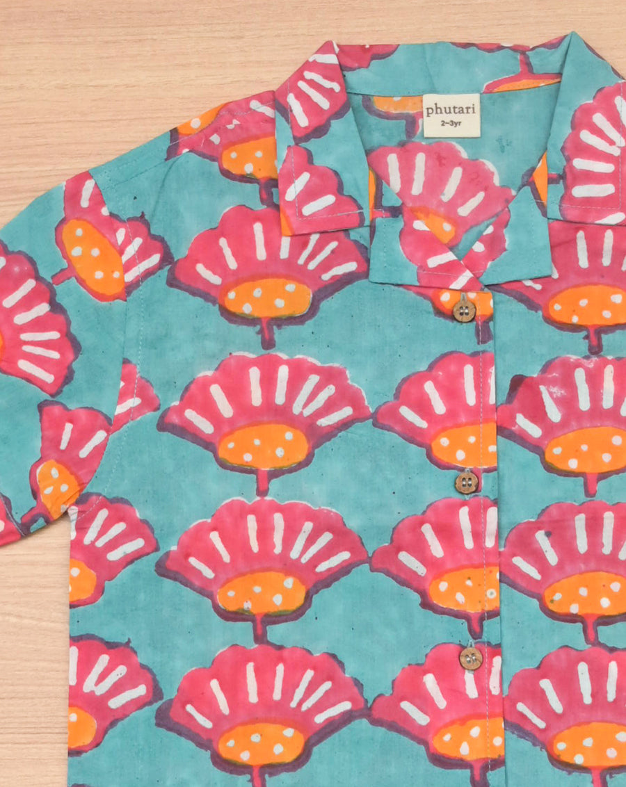 Seashells Shortees - Soft Cotton Shirt & Shorts Set for Kids